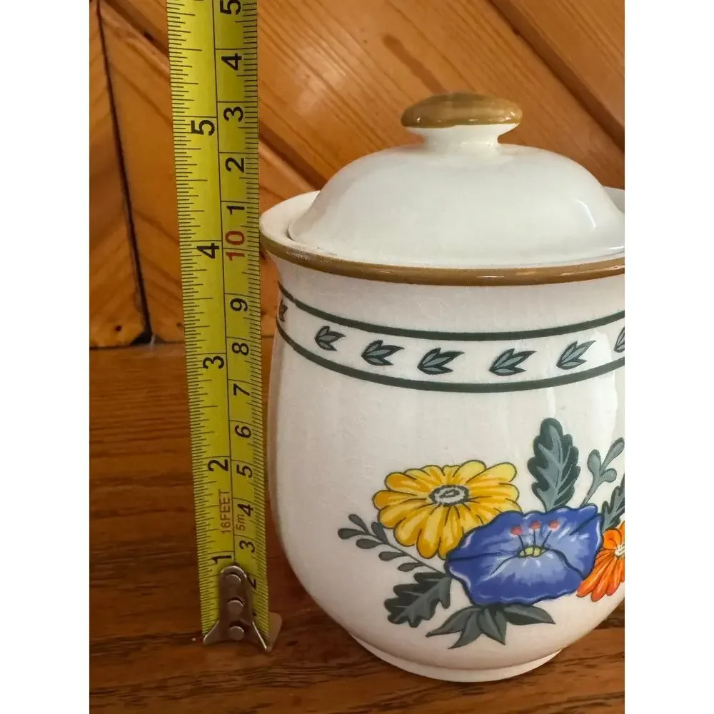 Vintage 1982 M Kamenstein Floral Ceramic Canister Cottagecore Kitchen Farmhouse